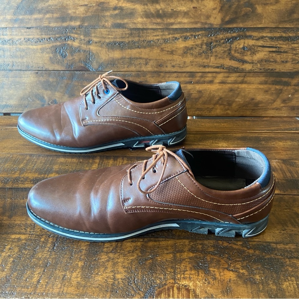 GATSBY Oxford Orthopedic Leather‎ Dress Shoes Black Brown Men’s US Size 13 - Picture 3 of 8